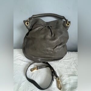 Marc by Marc Jacobs Too Hot To Handle Greyish/Black Leather Hobo Purse Bag EUC